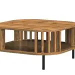 Stolik kawowy z lamelami 68×68 cm – Dąb Wotan