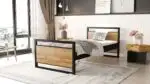 Łóżko młodzieżowe loft 90×200 z oświetleniem LED i stelażem