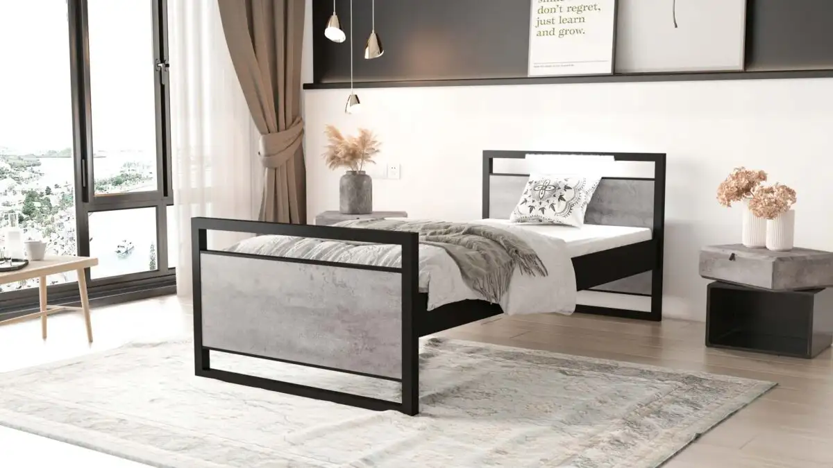 Łóżko pojedyncze metalowe loft 90×200 z LED