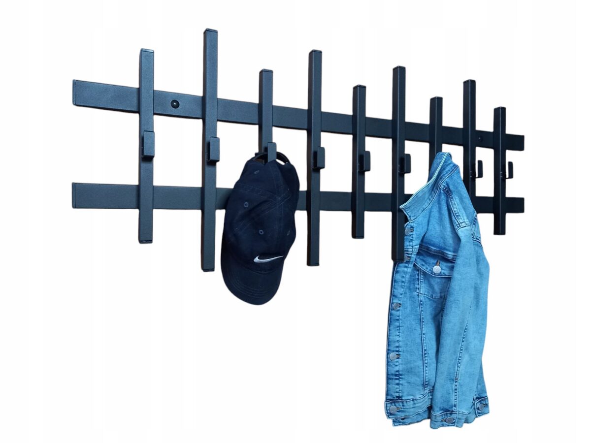 Wieszak ścienny spawany loft 100 cm z 9 hakami