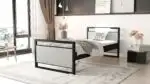 Łóżko młodzieżowe loft 90×200 z oświetleniem LED i stelażem