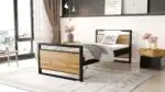 Łóżko pojedyncze metalowe loft 90×200 z LED