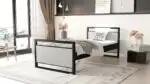 Łóżko pojedyncze metalowe loft 90×200 z LED
