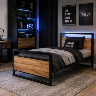 Łóżko młodzieżowe loft 90×200 z zagłówkiem