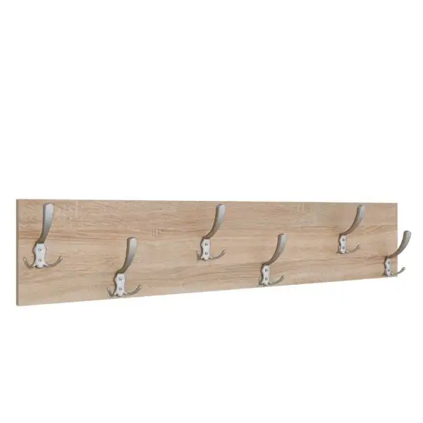 Wieszak ścienny 100 cm z 12 metalowymi uchwytami