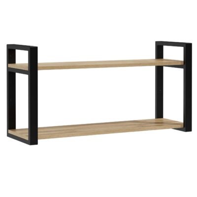 Półka ścienna loft podwójna 90 cm na metalowym stelażu