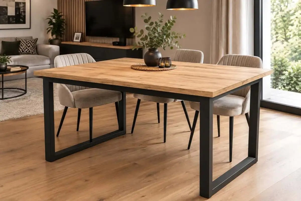 Stół rozkładany loft 140–200×80 cm – Dąb Craft