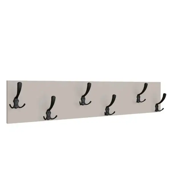 Wieszak ścienny 100 cm z 12 metalowymi uchwytami