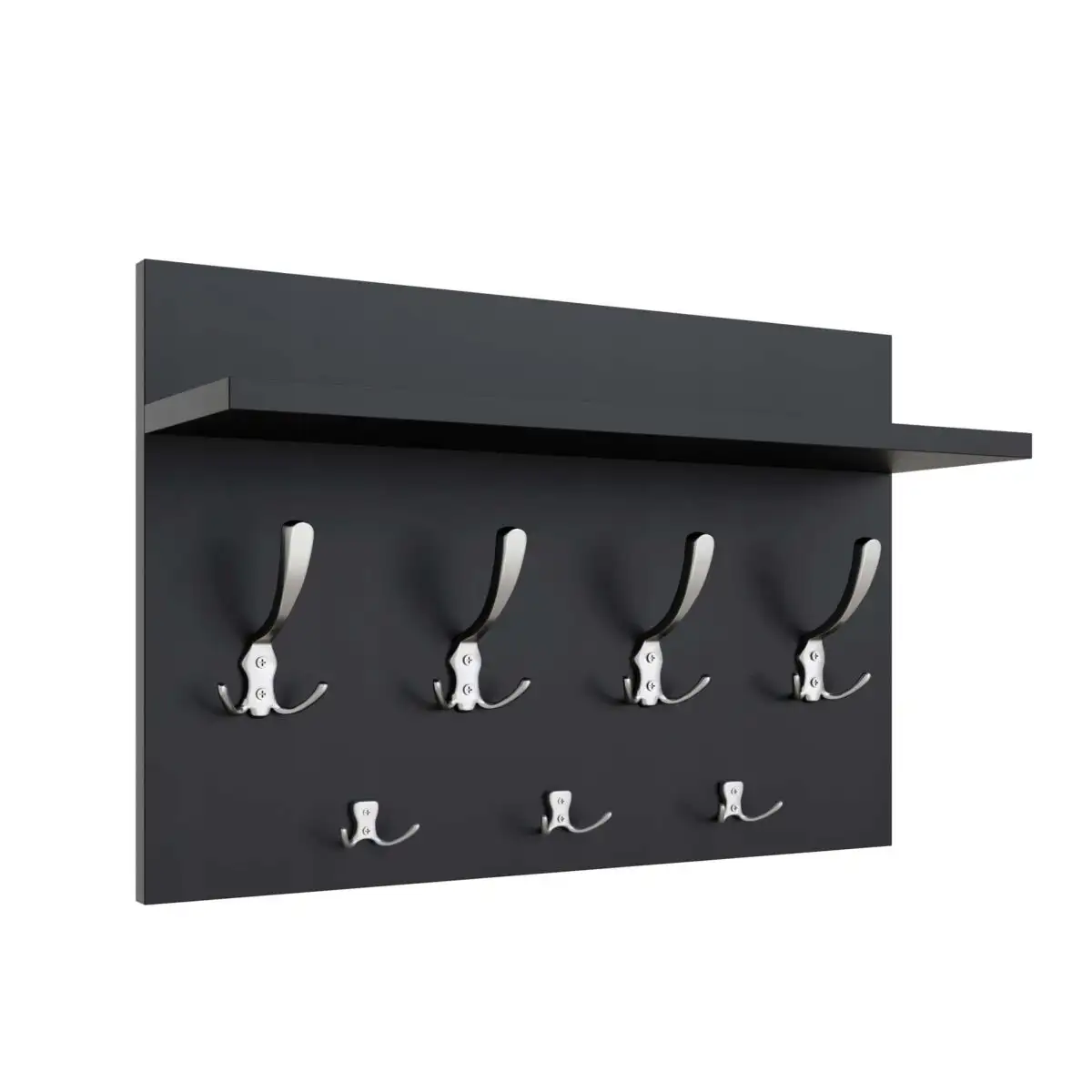 Wieszak ścienny 50 cm z 7 metalowymi uchwytami