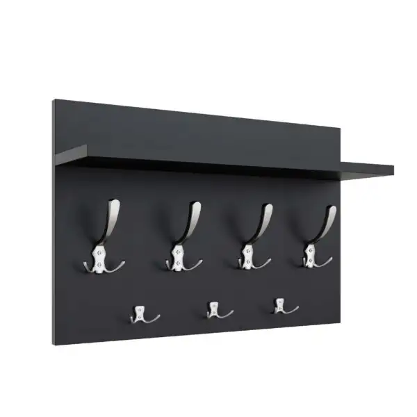 Wieszak ścienny 50 cm z 7 metalowymi uchwytami